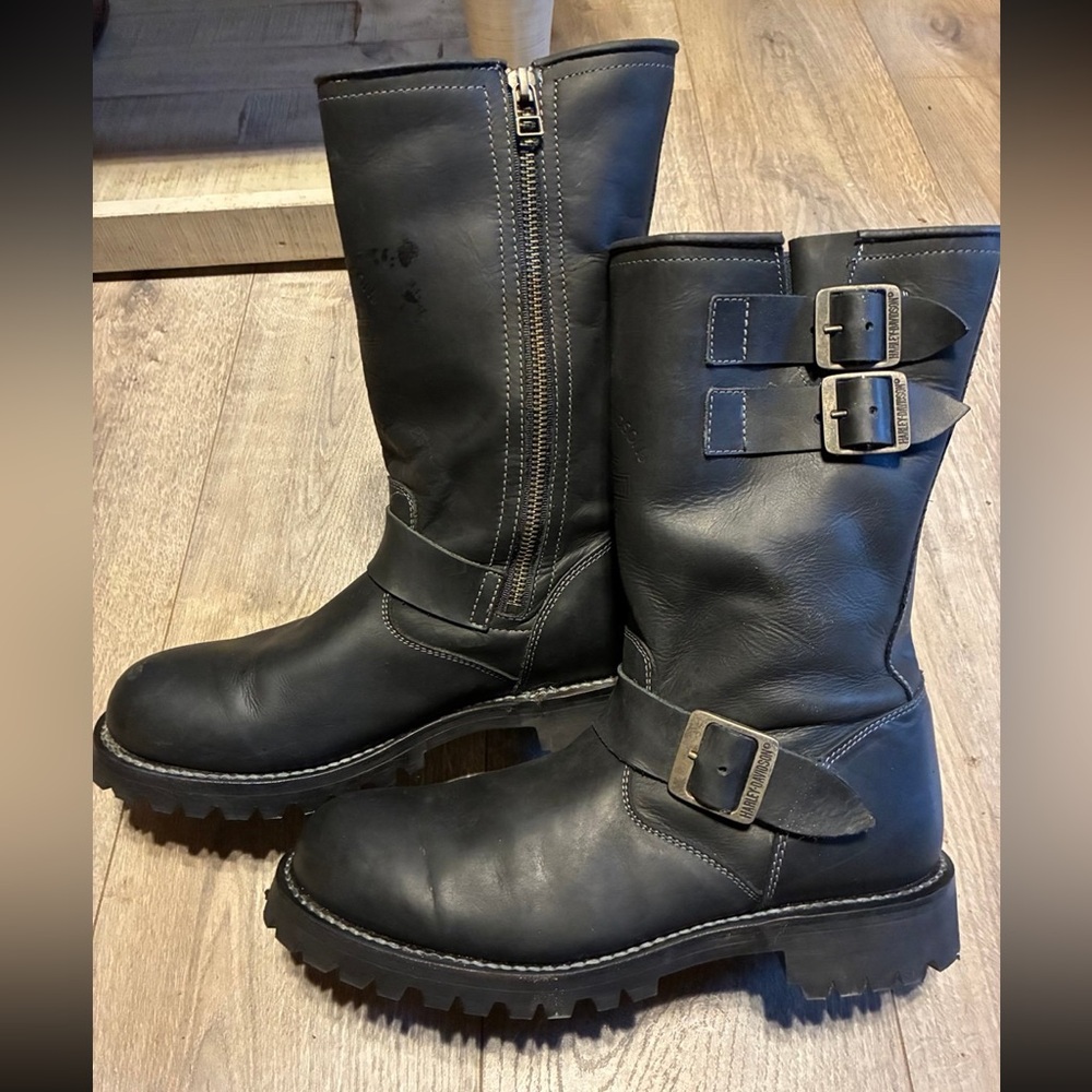 Harley Davidson Engineer Style Buckle Side Zip Riding Moto Boots M-9 or W-10.5